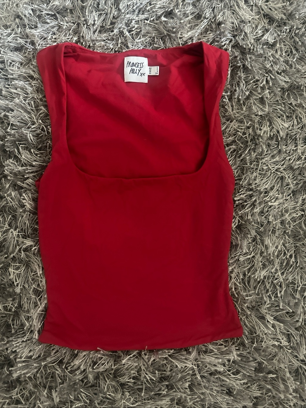 Princess Polly Red Square Neck Tank Top Sz 2